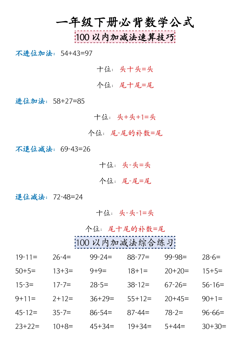 一年级年级下册必背数学公式_第2页