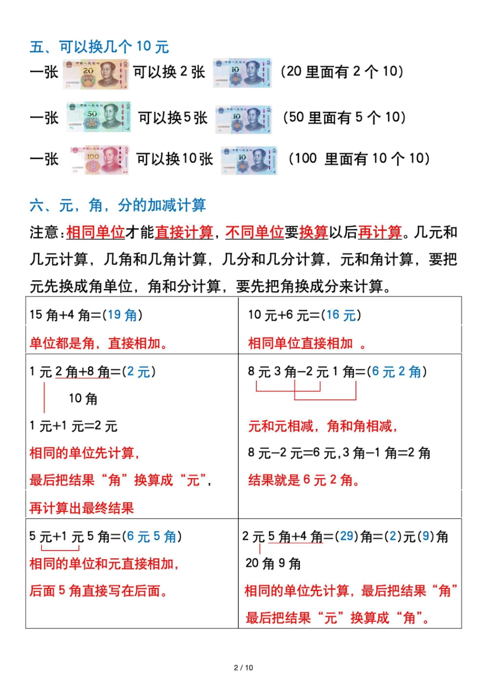 一年级下数学人民币知识点_第2页