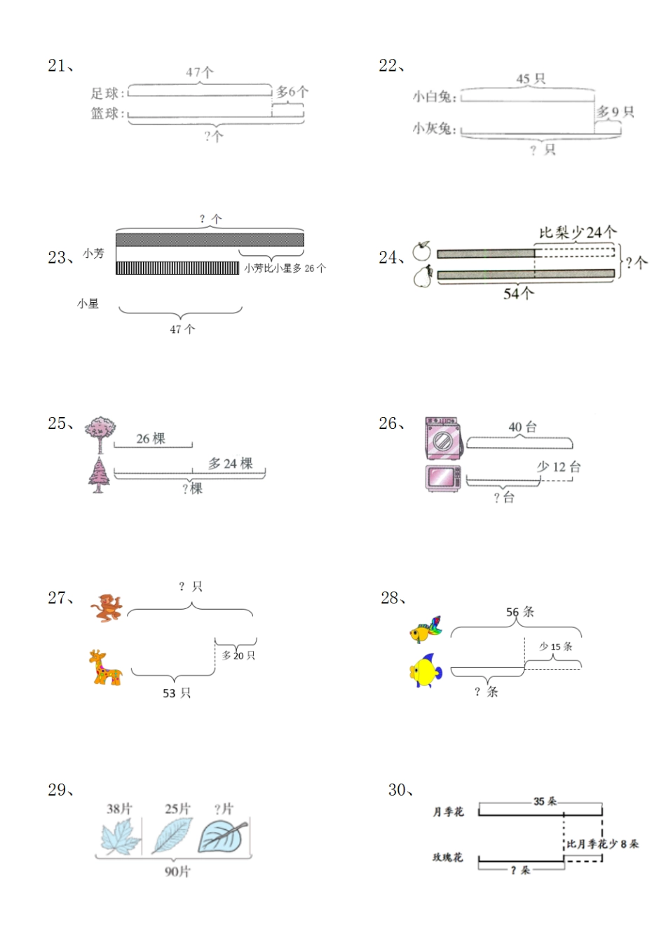 二年级（上）数学：典型线段图列式计算 （含答案）_第3页
