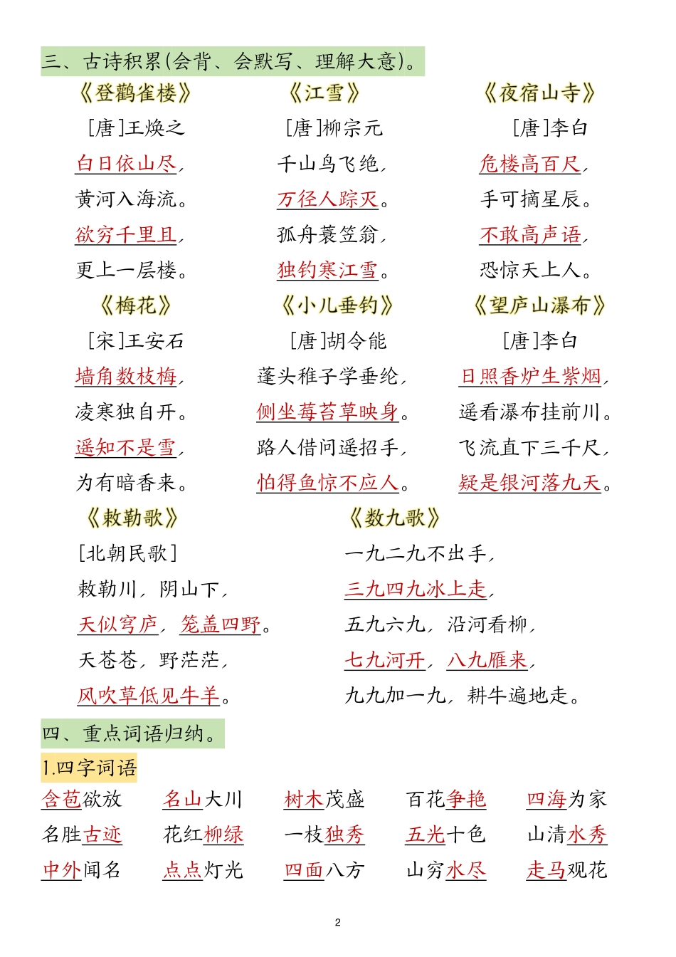 二年级上册语文必背知识点汇总_第2页
