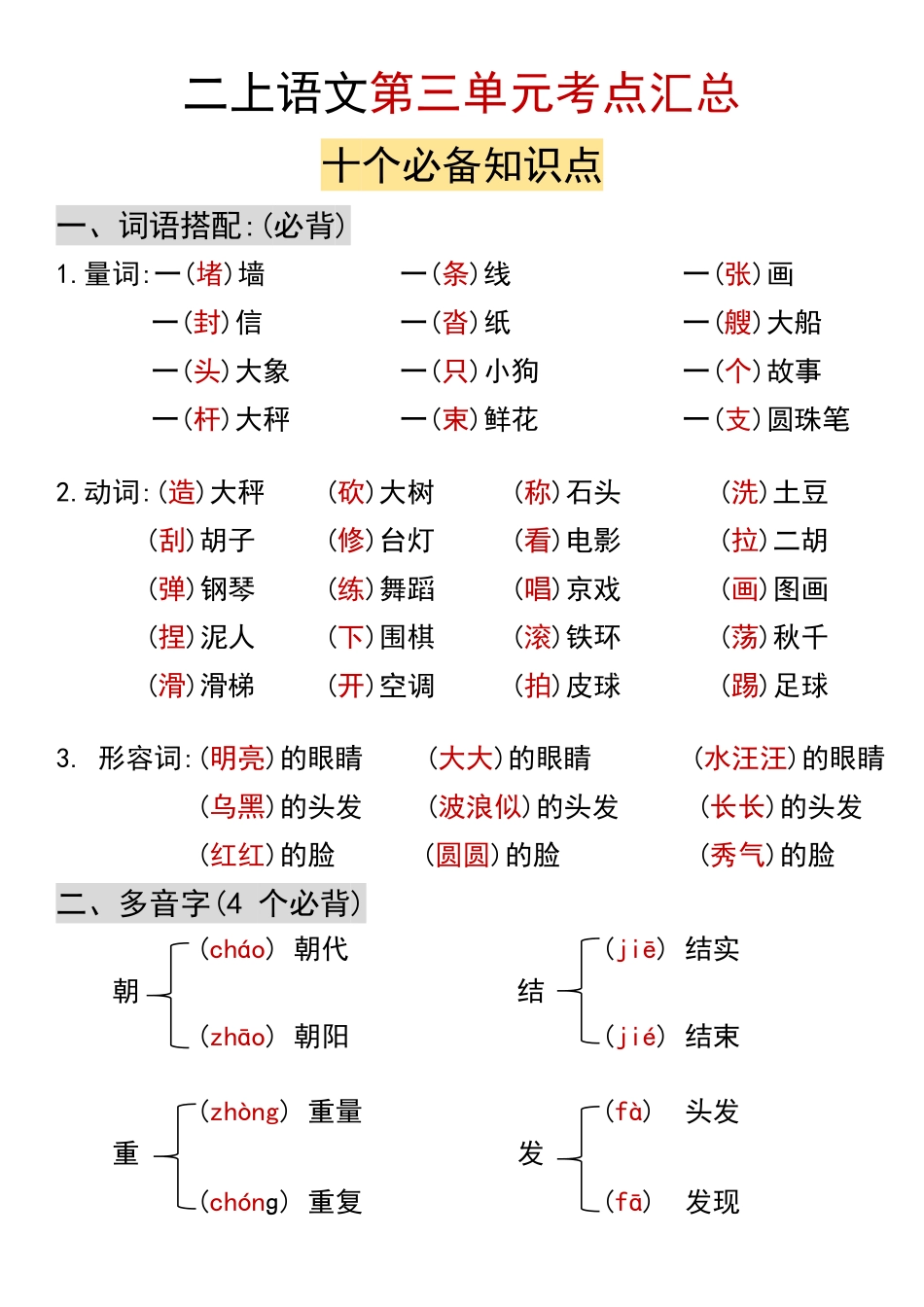 二上语文第三单元考点汇总_第1页