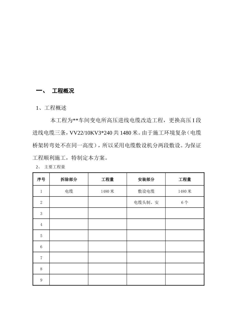 电所高压进线电缆改造工程施工组织设计方案_第3页