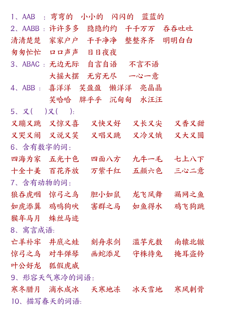 语文二年级（上册）高频考点知识汇总（页）_第3页