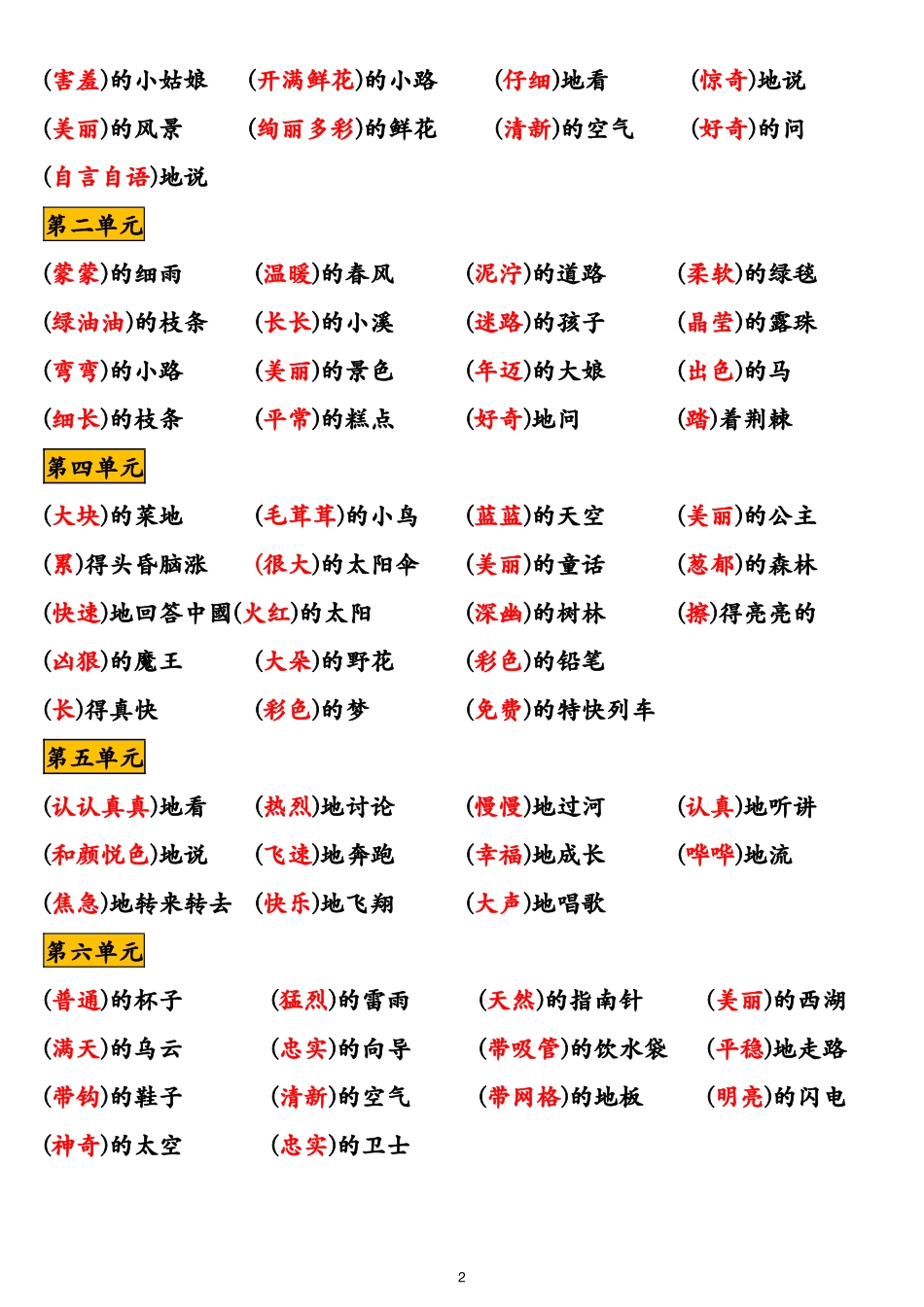二年级下册寒假预习重点归纳_第2页