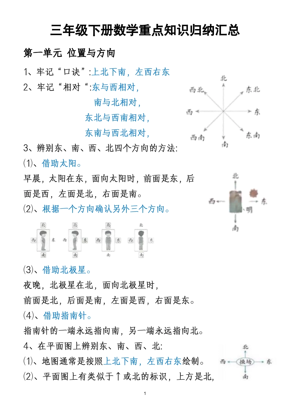 三年级年级下册数学全册重点知识汇总_第1页