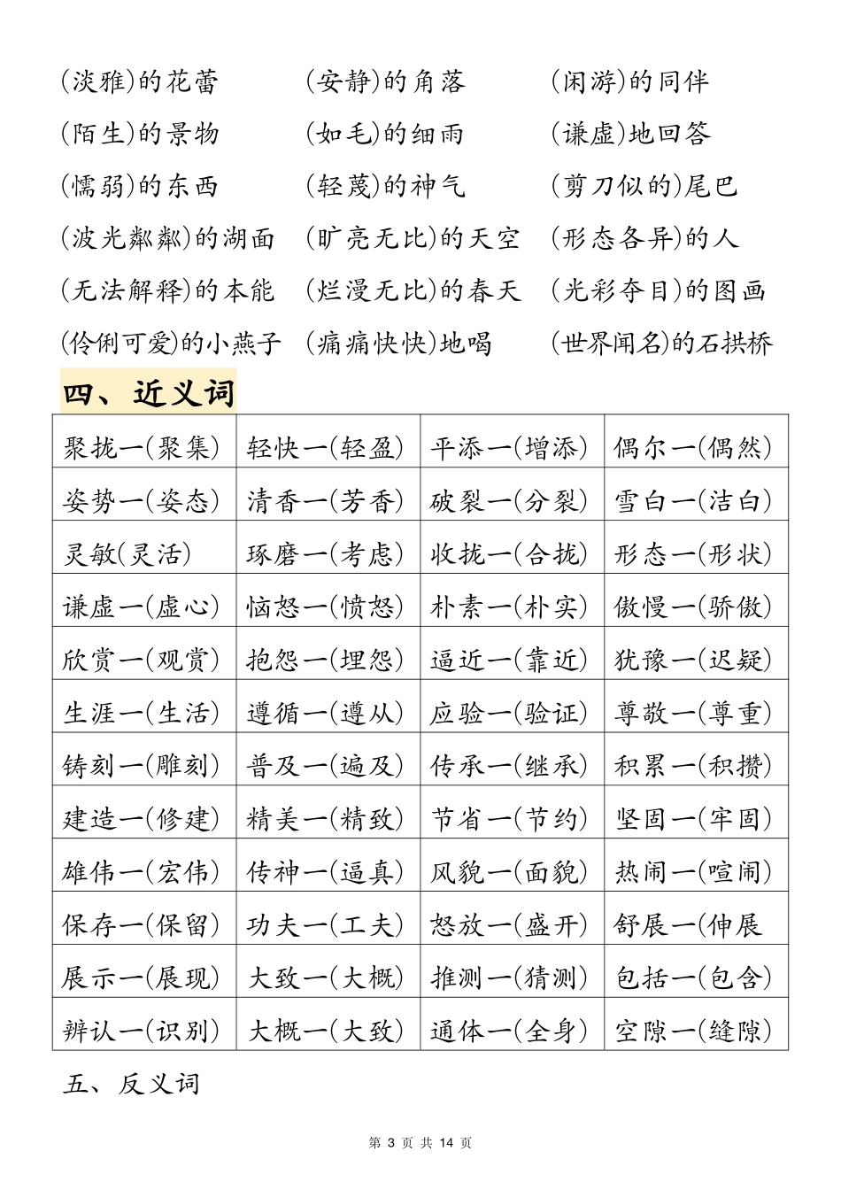 三年级年级下册语文期中必背字词积累_第3页