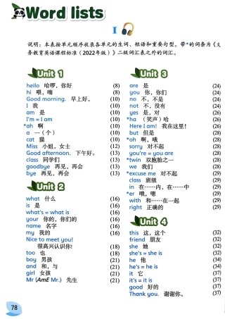 三年级（上）英语（译林版）单词表