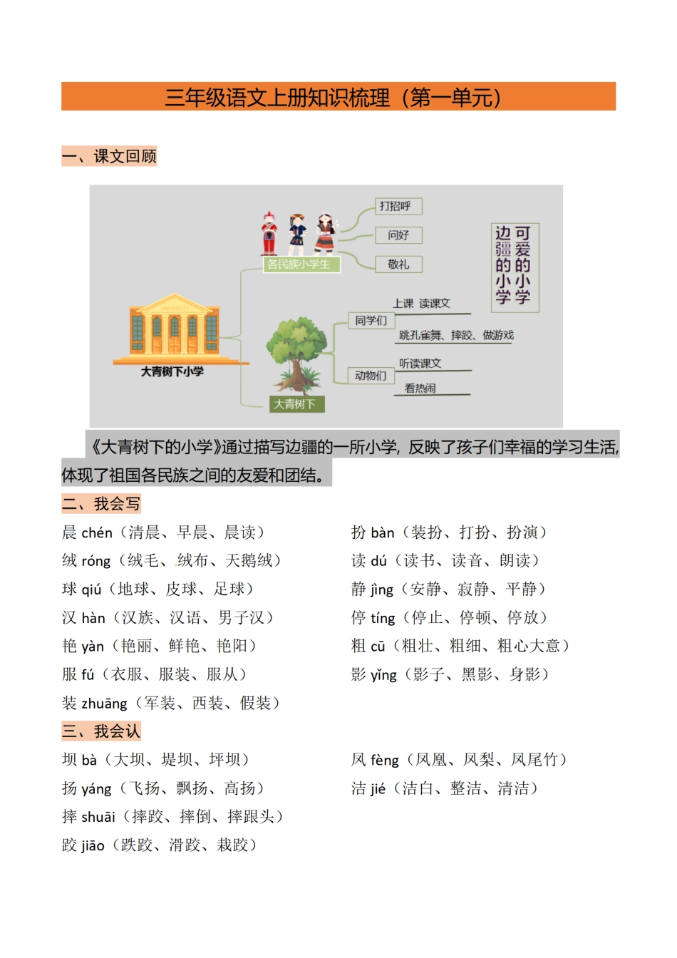 三年级（上）语文基础知识梳理--8单元_第1页