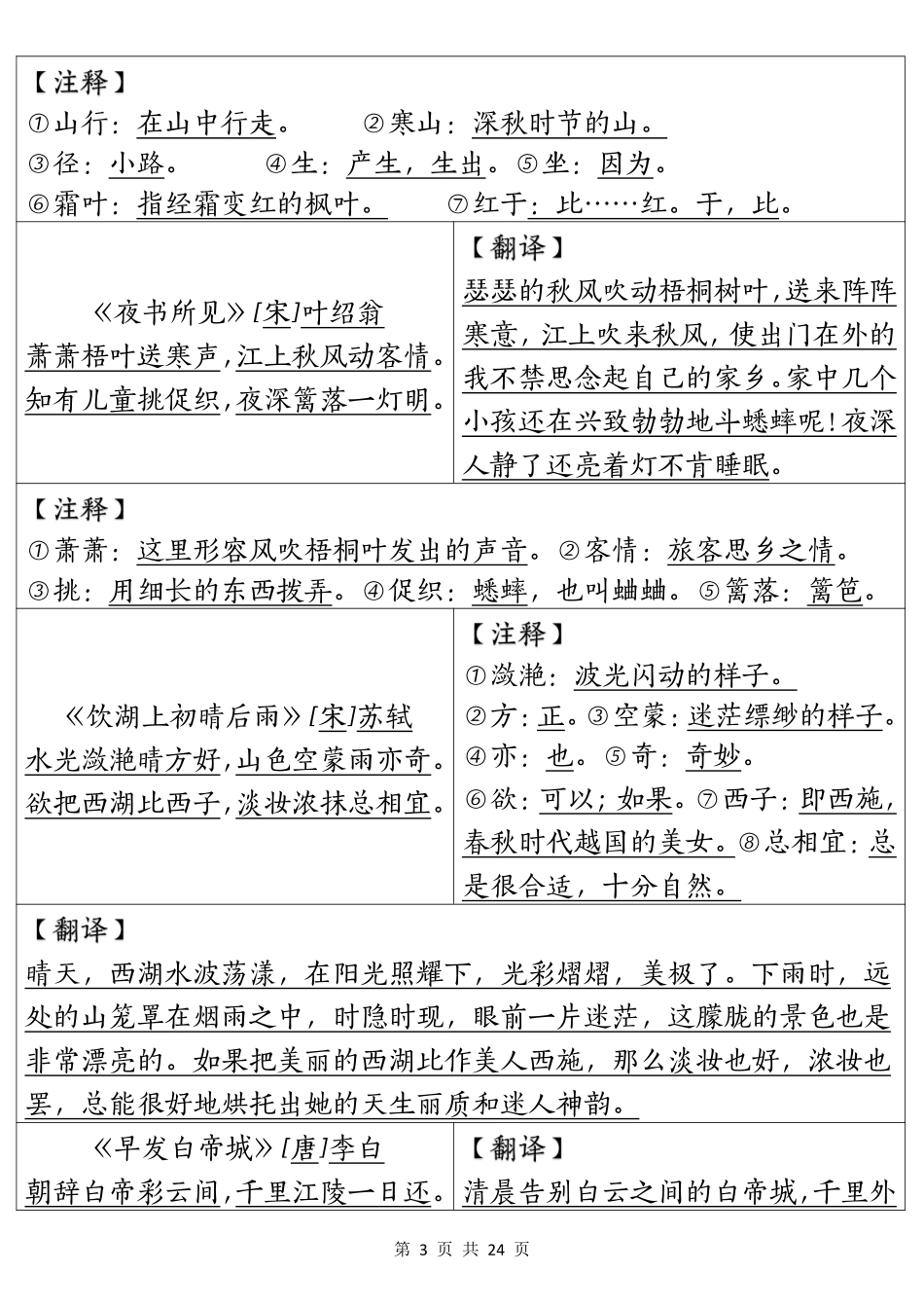 三年级（上）语文暑假预习重点汇总_第3页