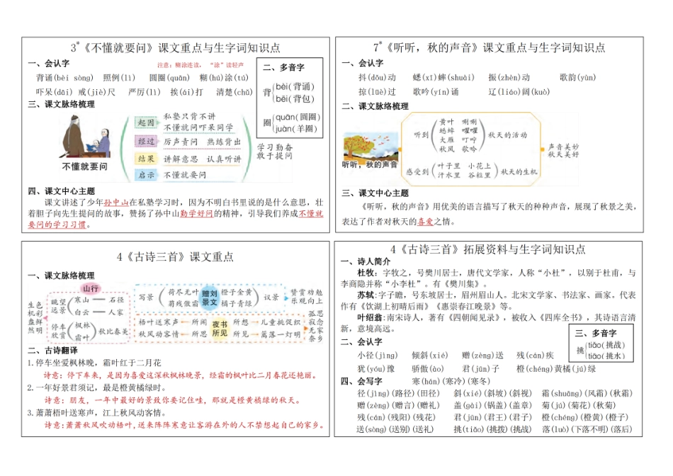 三年级年级语文上册秋新版课内重点知识生字词《课课贴》_第2页