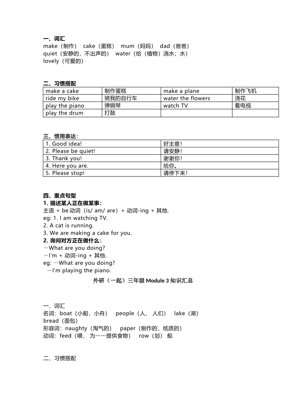 外研版（一起点）小学英语三年级年级上册知识点汇总_第2页
