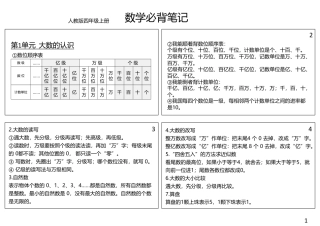 【四年级】数学上册必背笔记