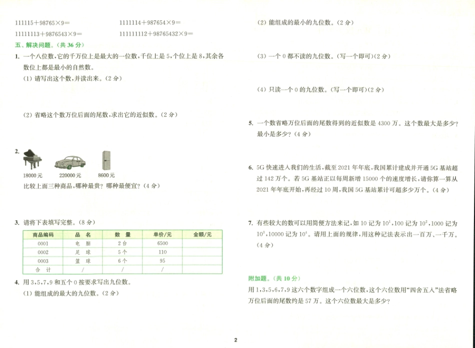 拔尖特训四年级上册数学人教版拔尖测评（含视频答案讲解）_第2页