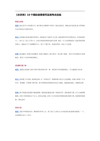 《水浒传》10个精彩故事情节及其考点总结