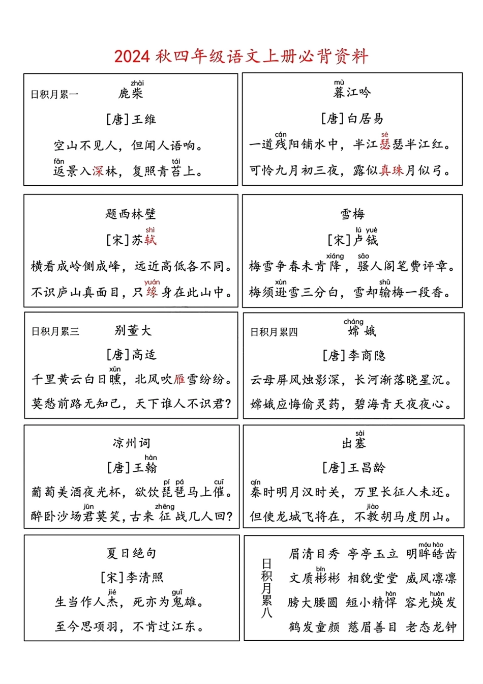 四（上）语文必背资料_第1页