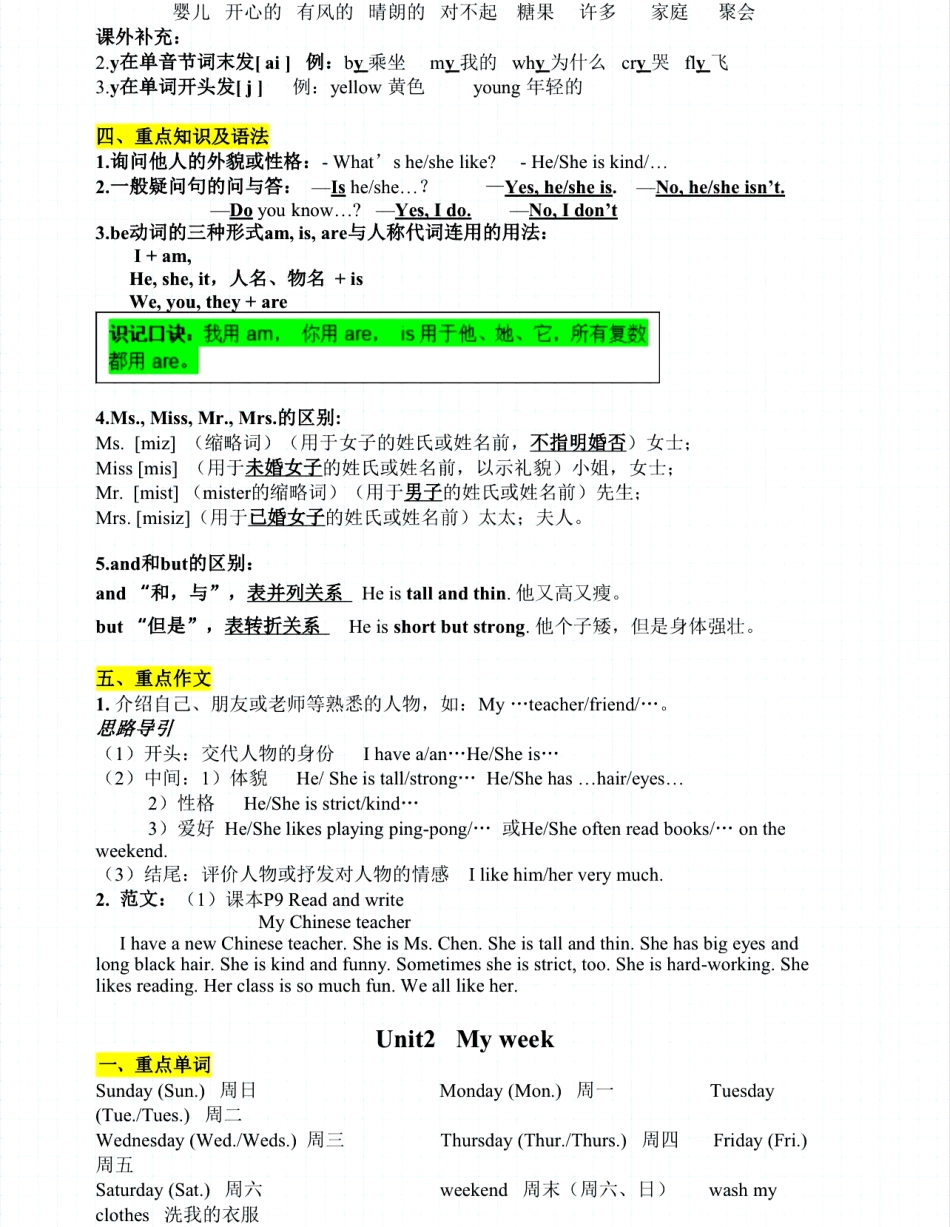 人教版英语五年级上册知识点大全_第2页
