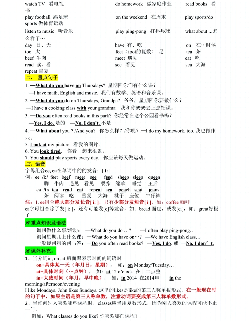人教版英语五年级上册知识点大全_第3页