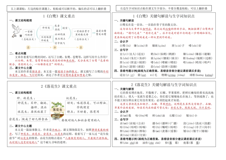 五年级上学期语文新版课课贴2024秋-盘古文库_第1页