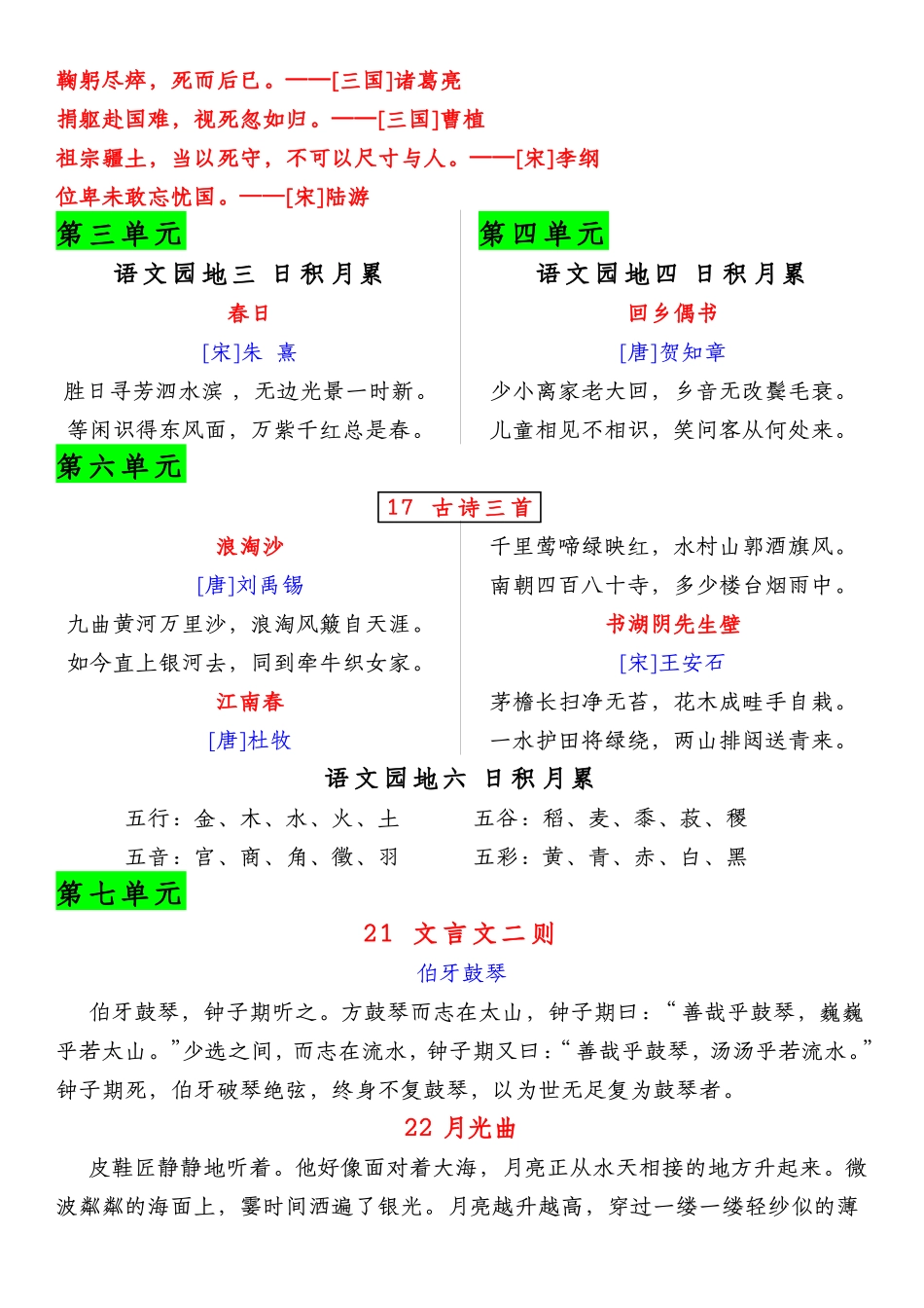 六年级上册语文必背内容汇总.暑假背诵_第2页