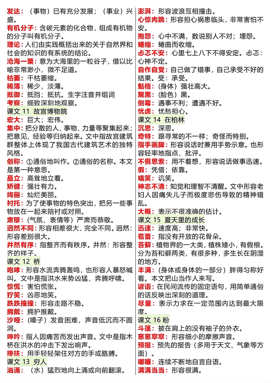 六年级上册语文课内词语解释_第3页