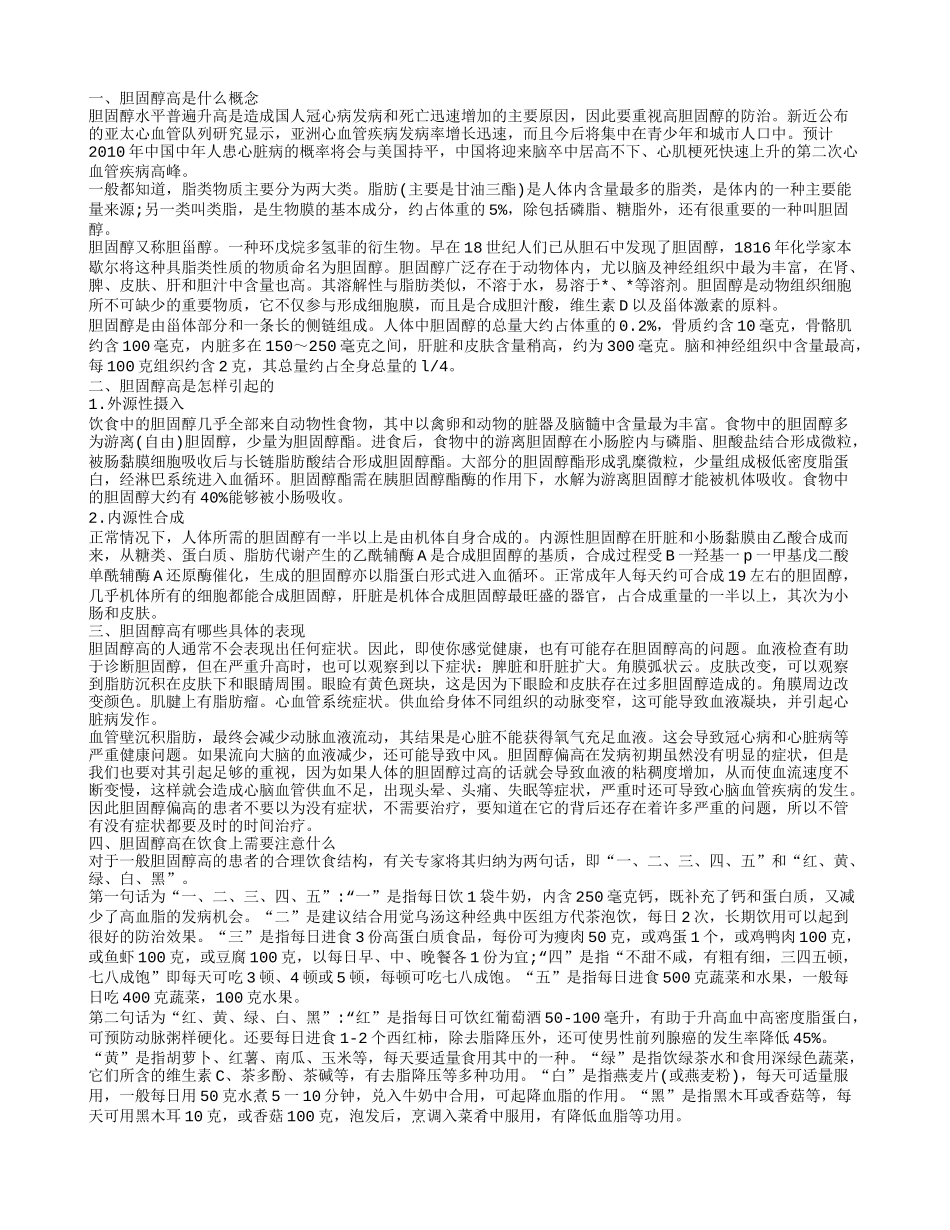 胆固醇高有什么症状 胆固醇高的病因是什么_第1页