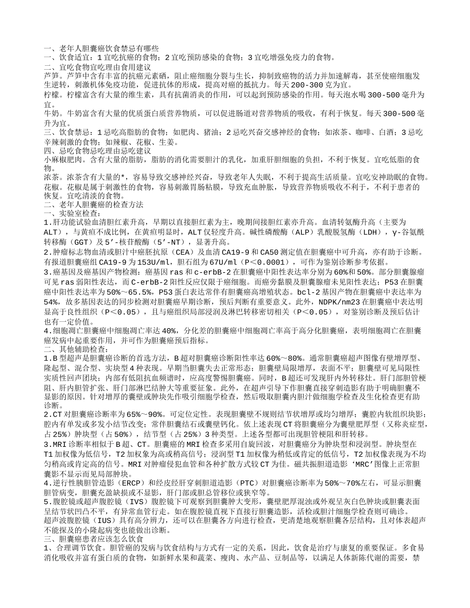 老年人胆囊癌的饮食禁忌 胆囊癌的检查方法是什么_第1页