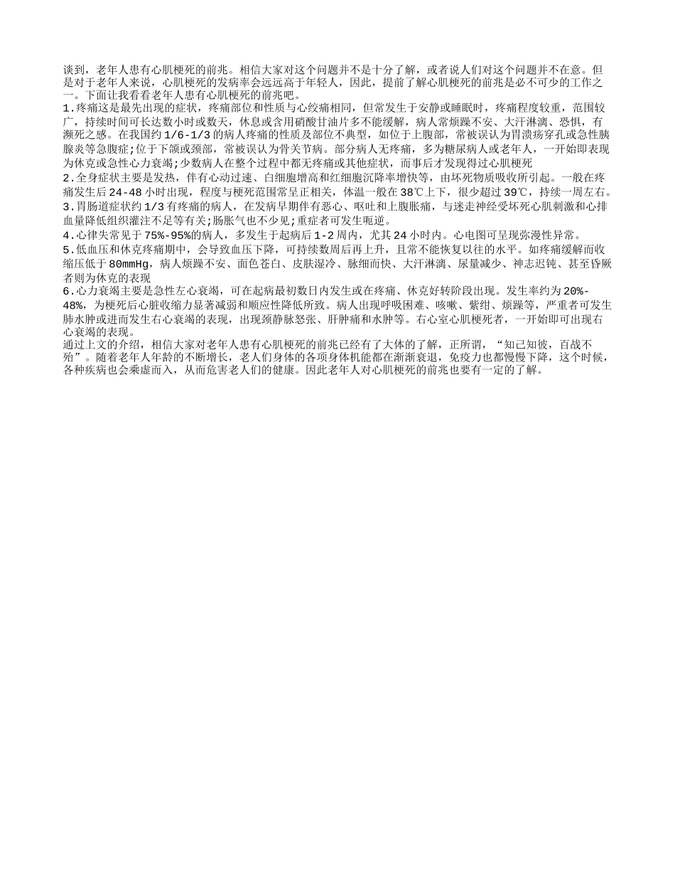 老年人患有心肌梗死的前兆_第1页