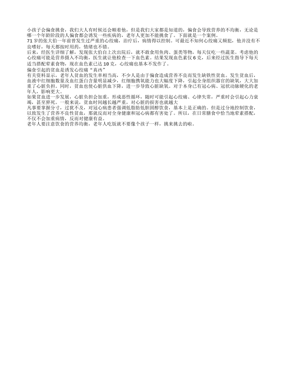 老年人日常偏食容易诱发心绞痛疾病_第1页