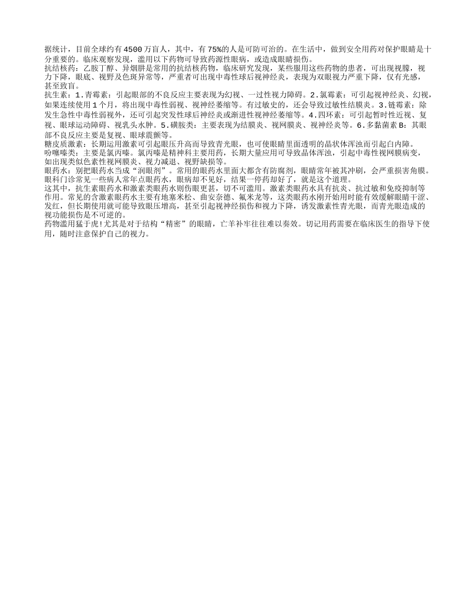 五类药物伤眼睛 切勿乱用_第1页