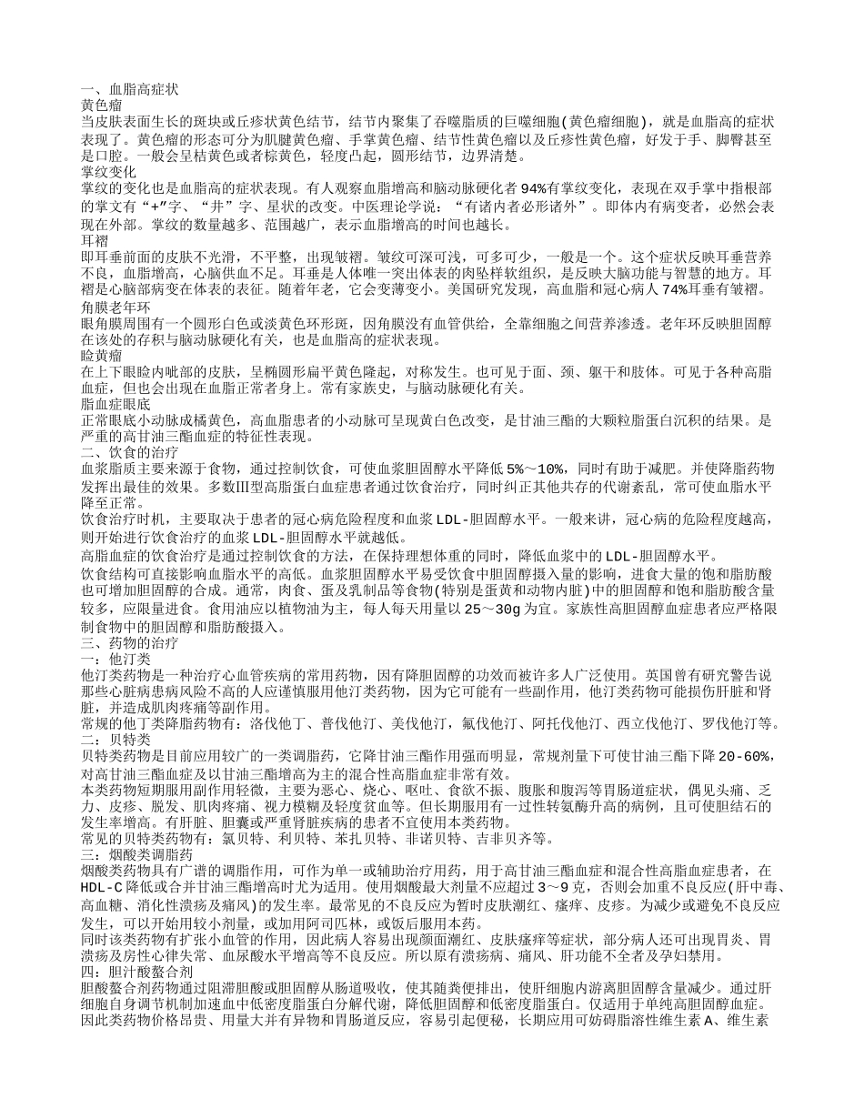血脂高吃什么药 5种身体表面变化说明血脂高_第1页