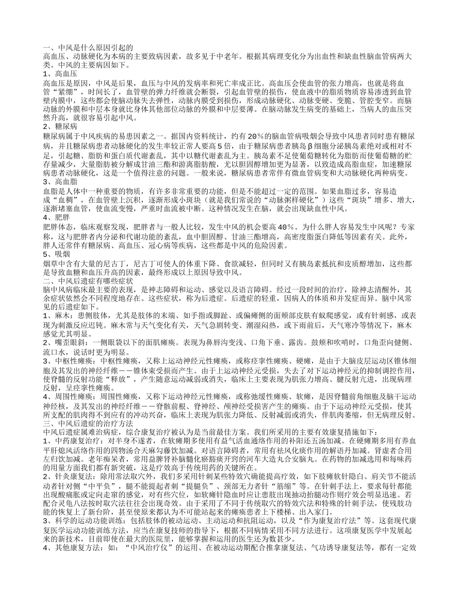 中风的原因,中风后遗症有哪些症状_第1页