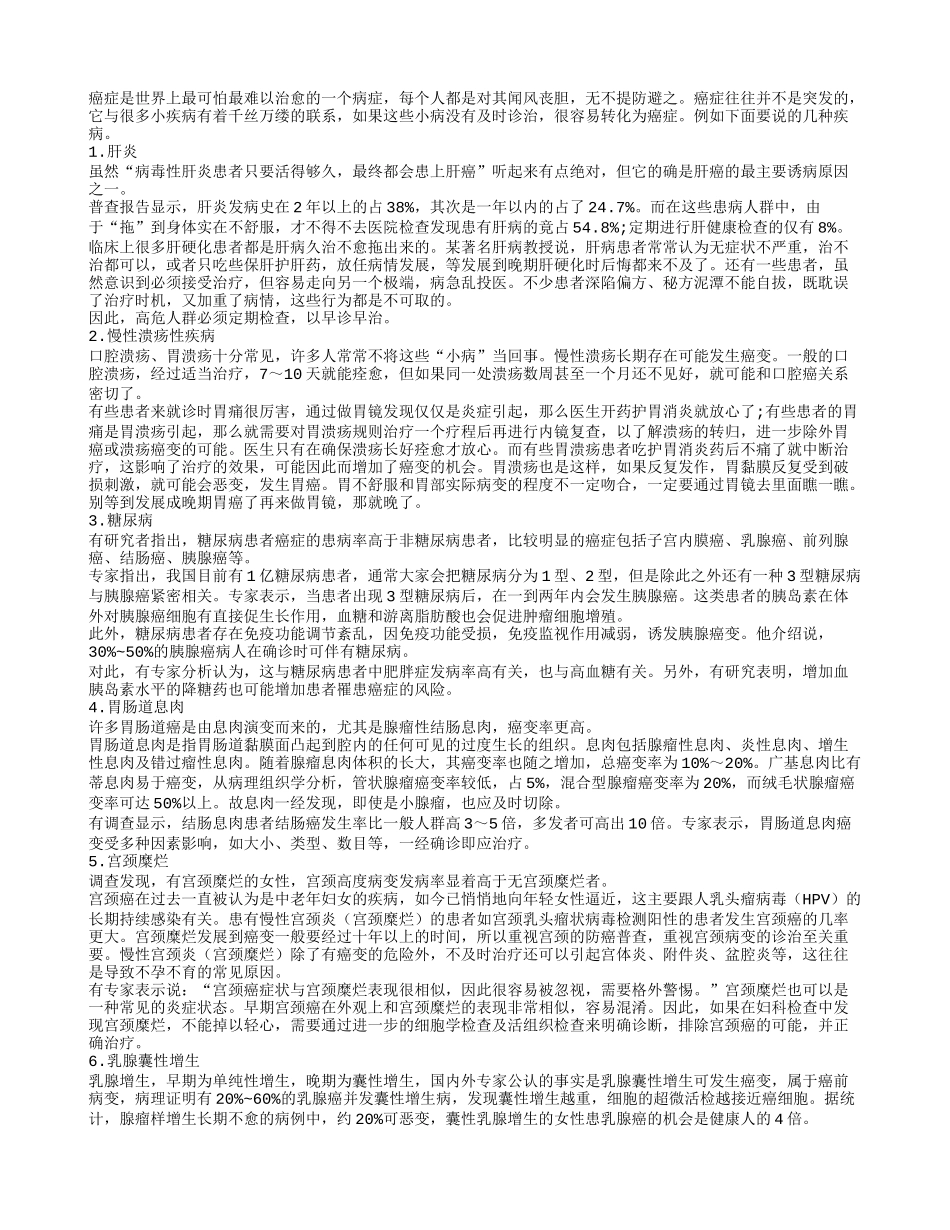 这7种“小病”不及时就医很容易导致癌症_第1页