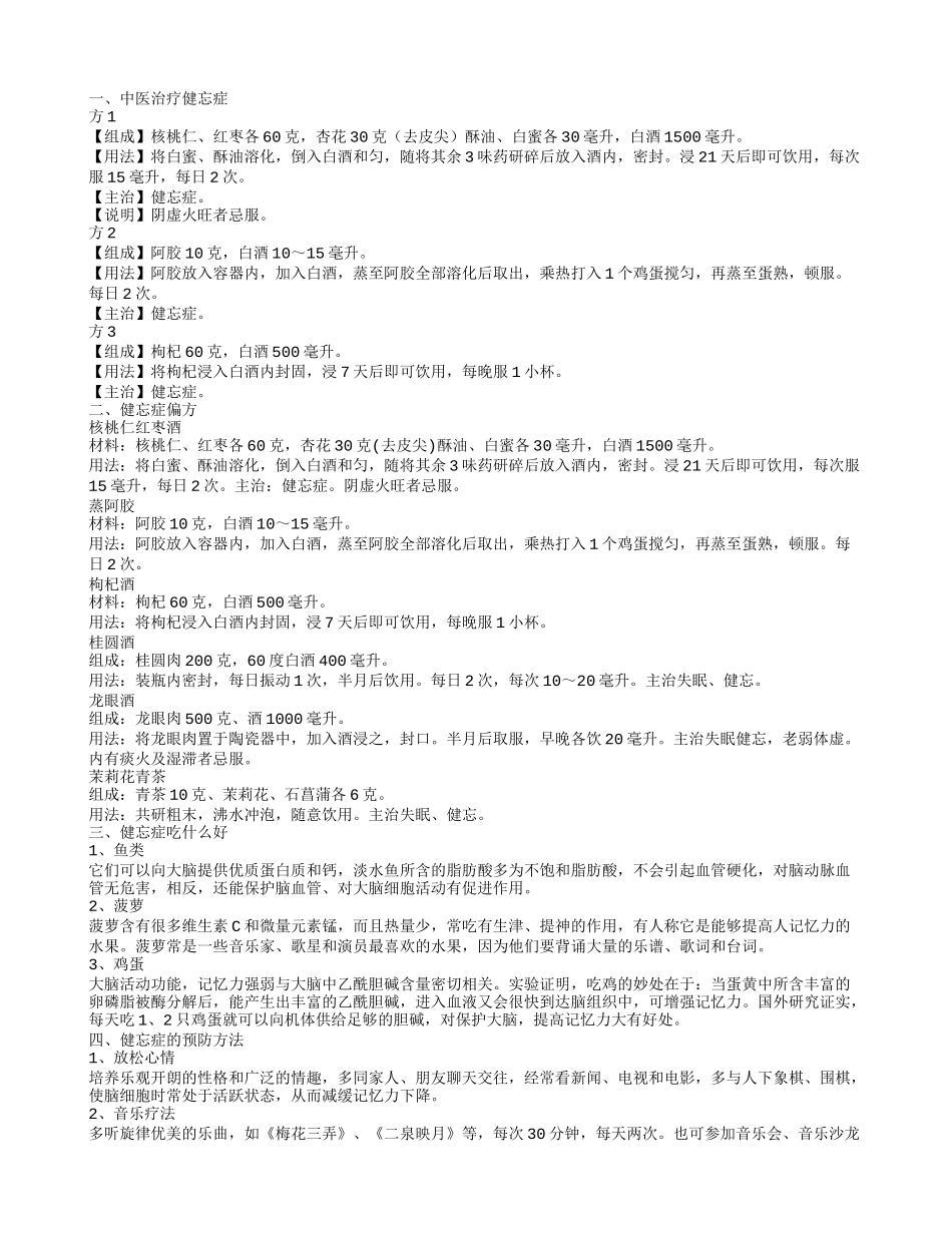 健忘症治疗,健忘症的预防方法_第1页