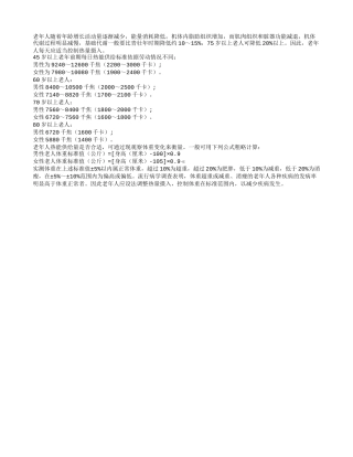 详解老年人的热能需要量四季保健