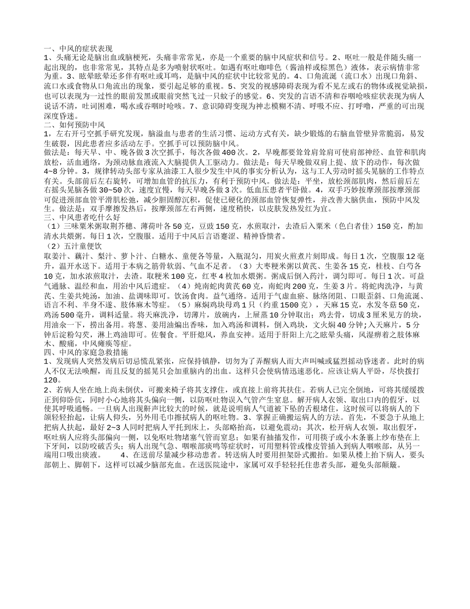 中风的症状,如何预防中风_第1页