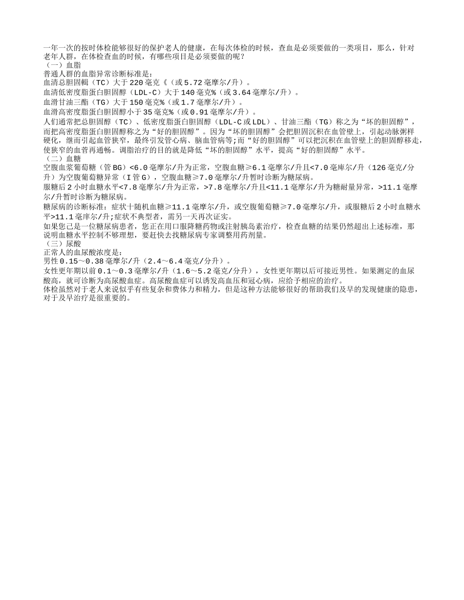 老人查血最重要的三个检验项目_第1页