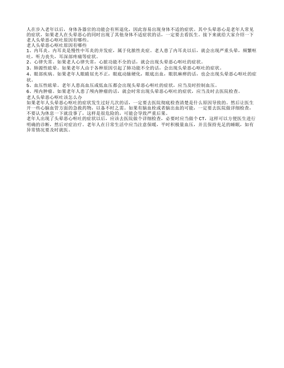 老人头晕恶心呕吐原因 6个原因要警惕_第1页