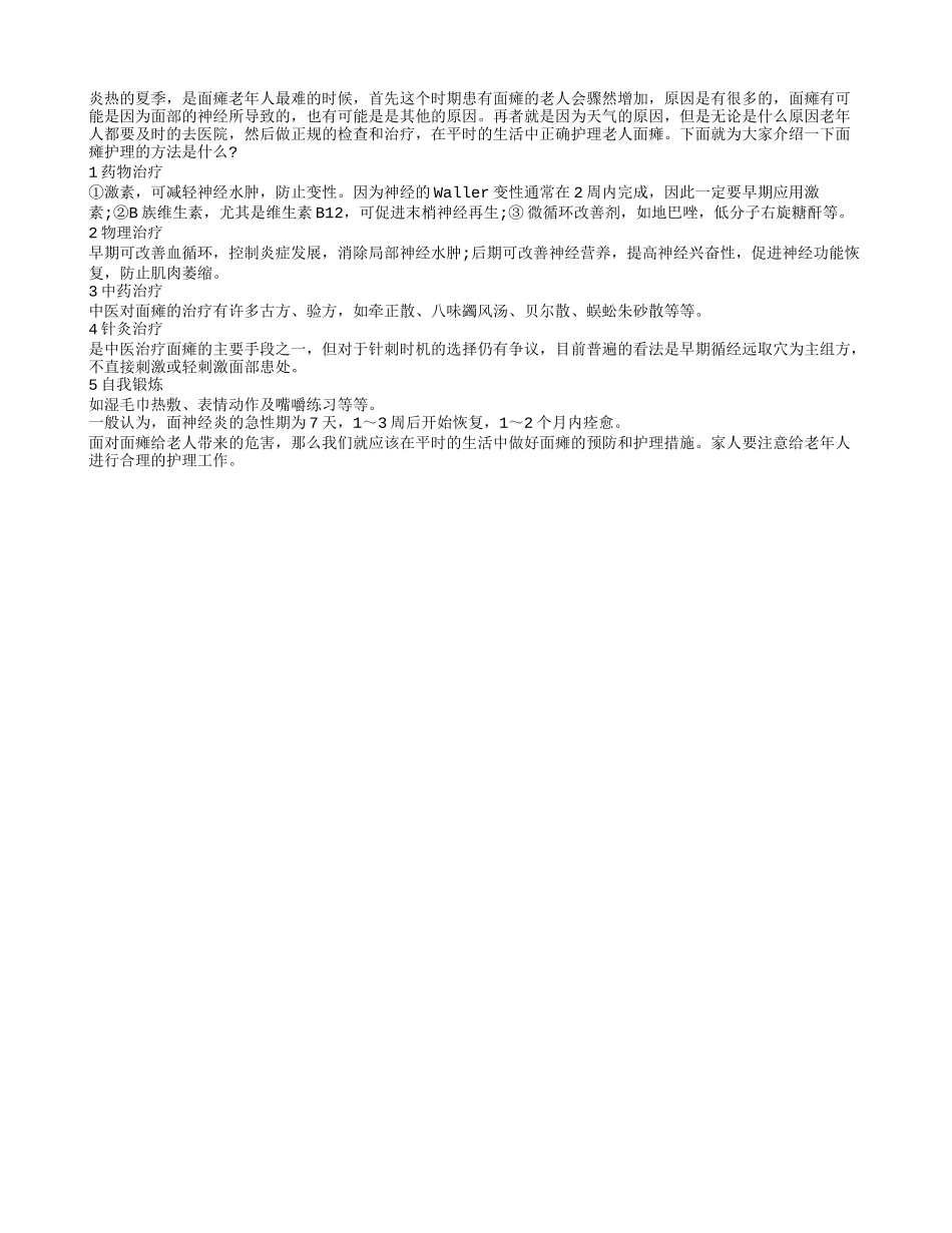 夏季护理面瘫老人需注意_第1页