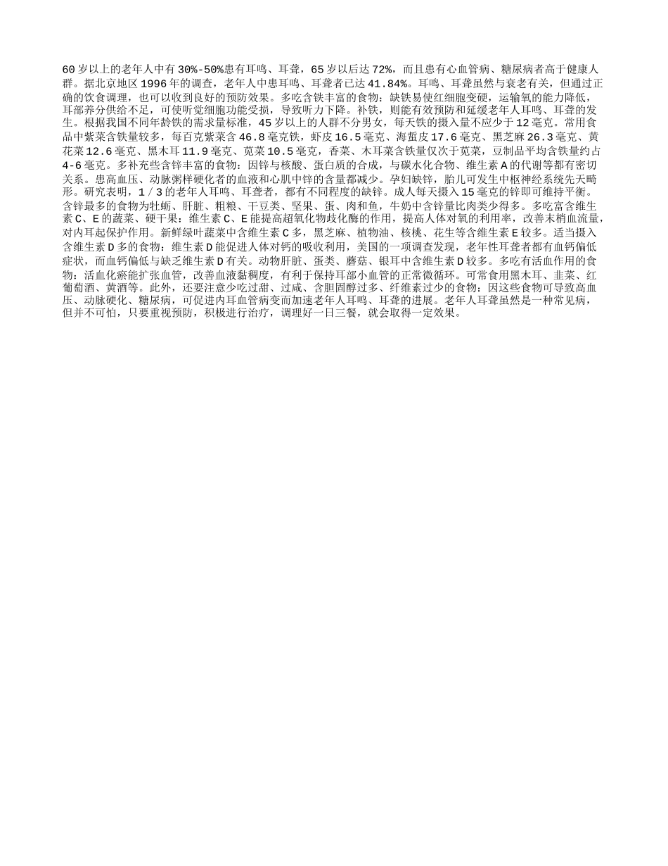 老人耳鸣应该补充哪些营养_第1页
