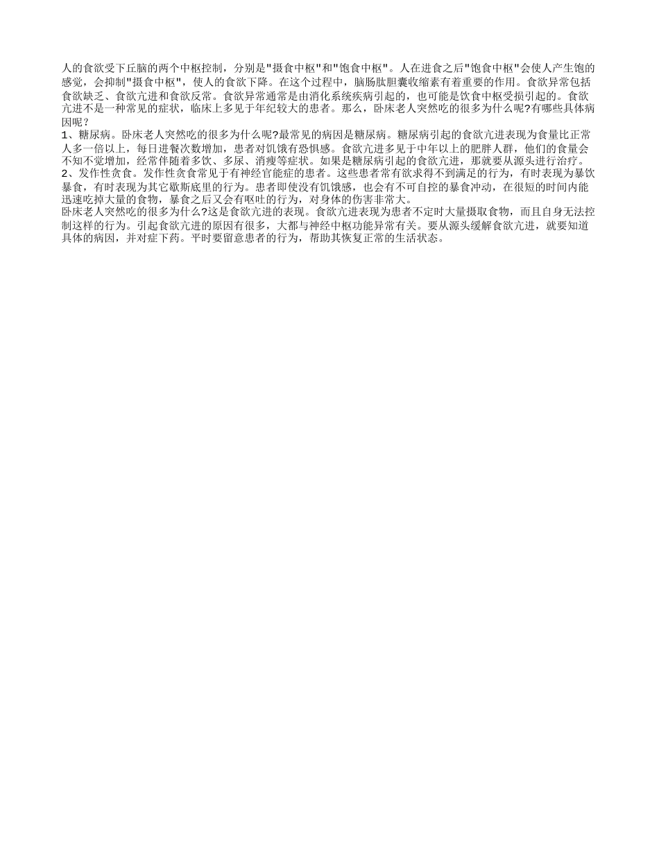 卧床老人突然吃的很多为什么 介绍食欲亢进的病因和治疗方法_第1页