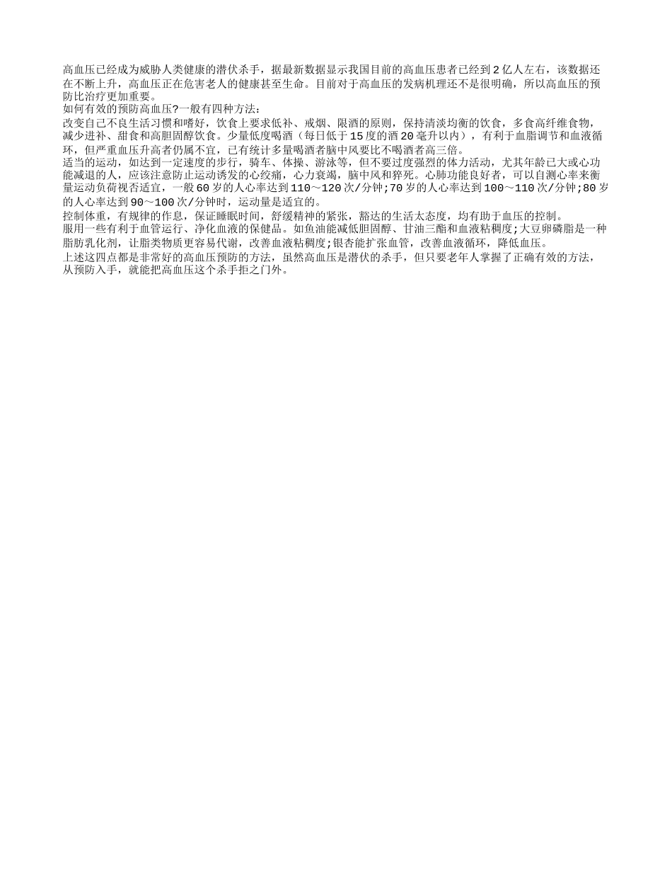 高血压预防 改变老人不良生活习惯和嗜好_第1页