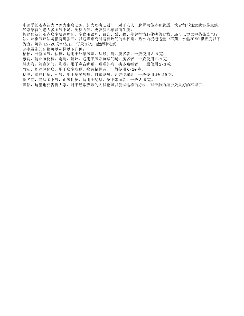 老人调脾理肺祛痰的良方：中药熏嘴清肺_第1页