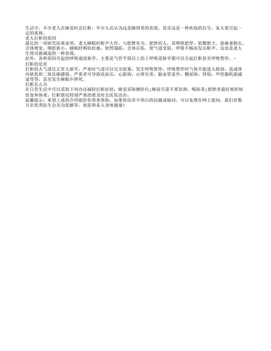 老人睡觉打鼾是否属正常现象四季保健_第1页