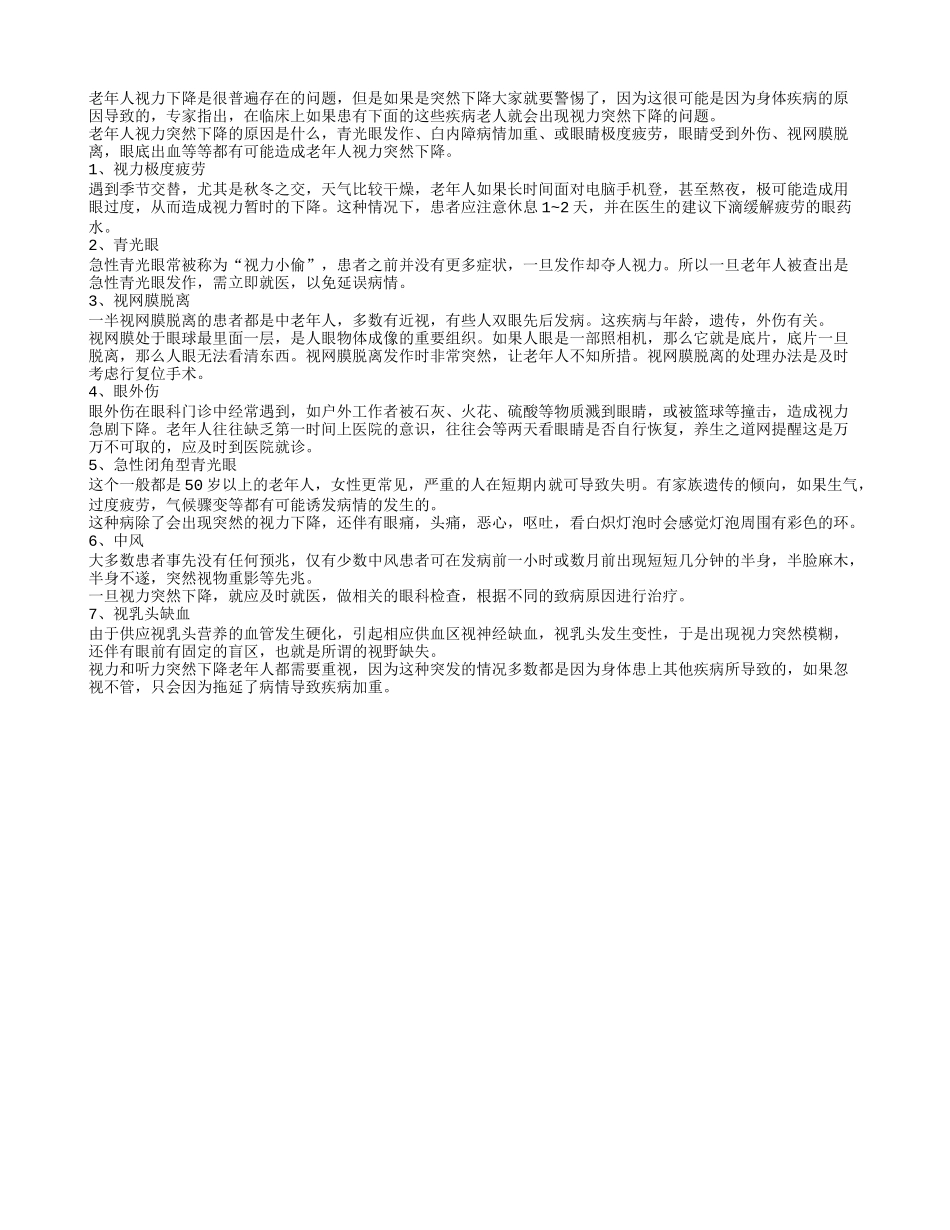 老人视力下降需警惕的七件事_第1页