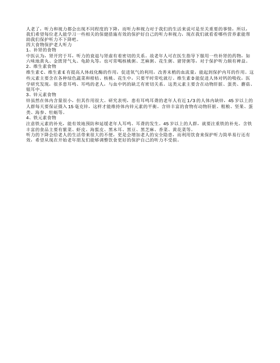 维护老人听力不可少的四类营养素_第1页