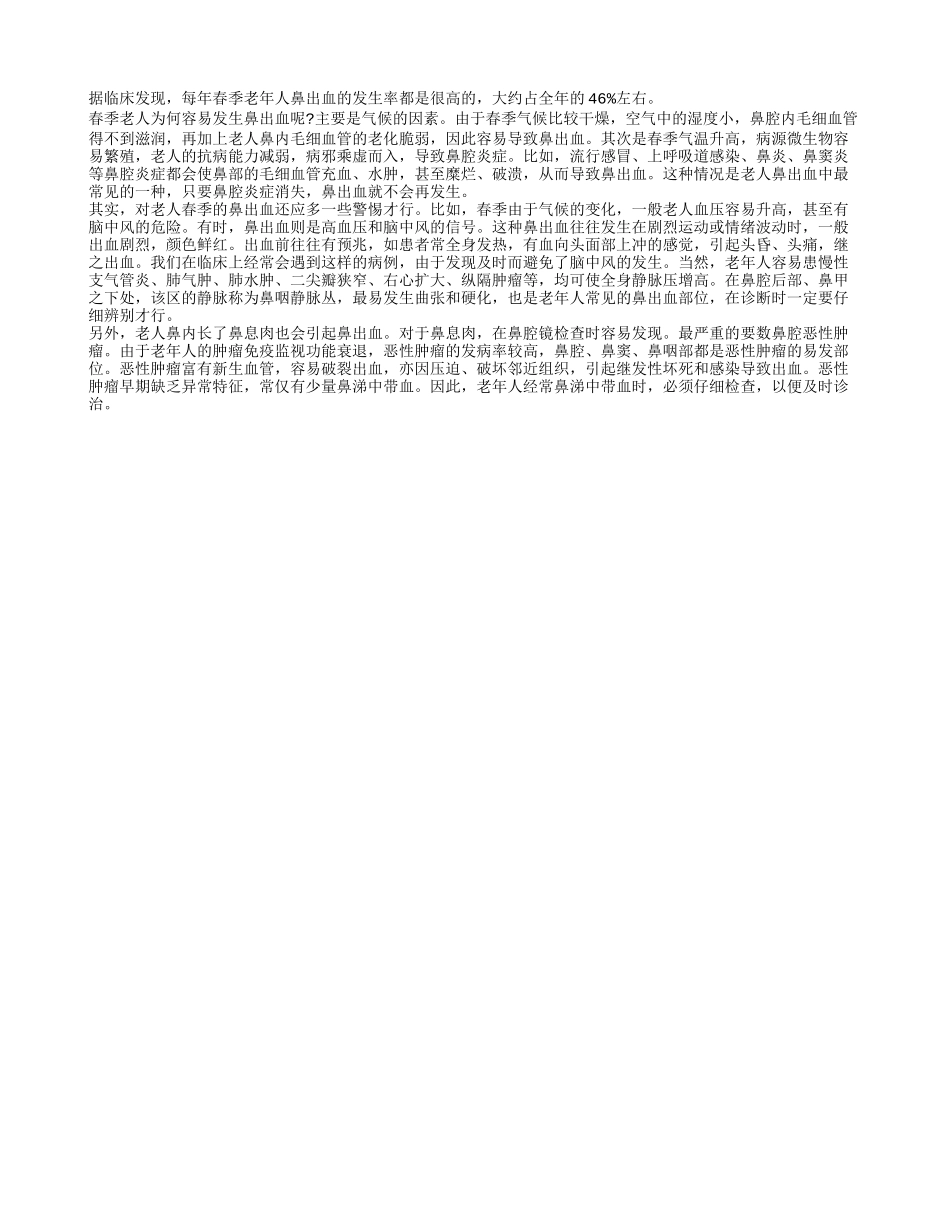 春季老人鼻出血的几种原因_第1页