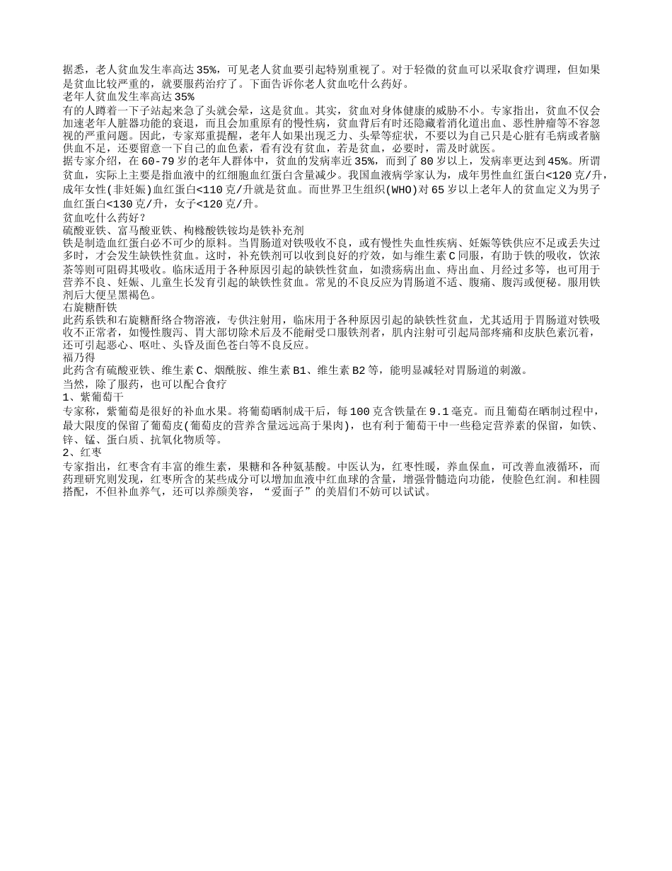 老人贫血发生率高达35%老人贫血吃什么药_第1页