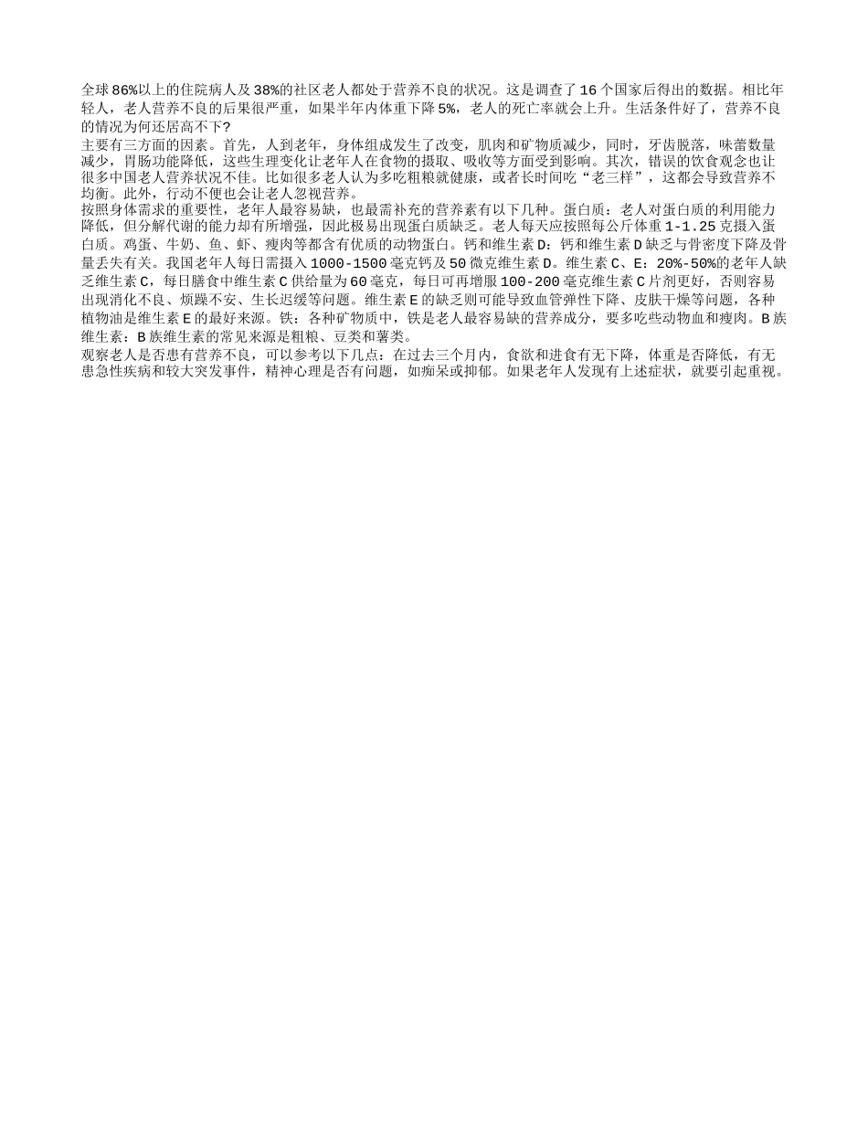 生活水平提高了 很多老人却营养不良_第1页