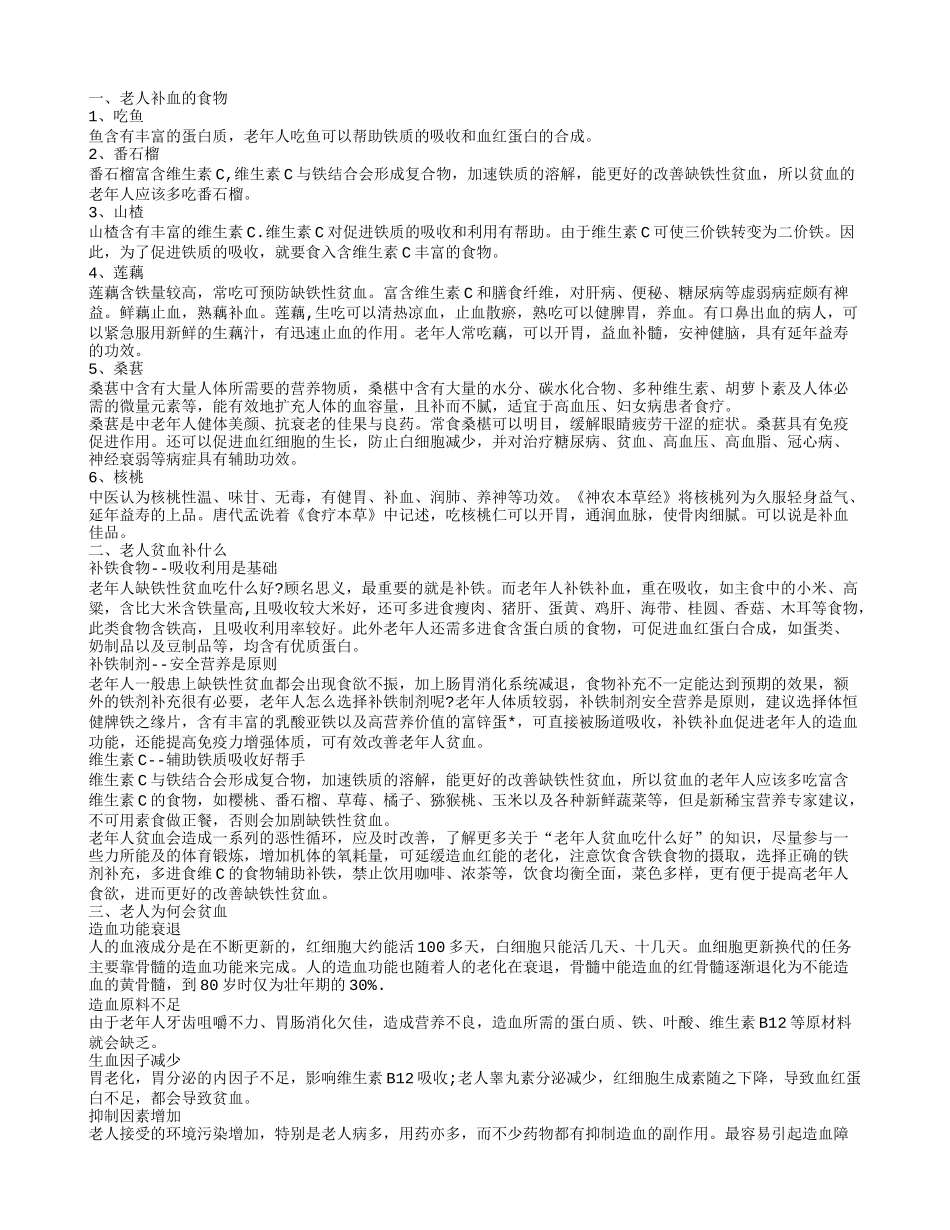 老年人贫血吃什么好 老人贫血的原因_第1页