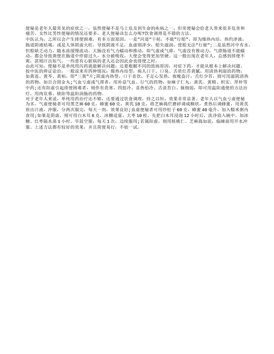老人常便秘 科学用药合理饮食_第1页